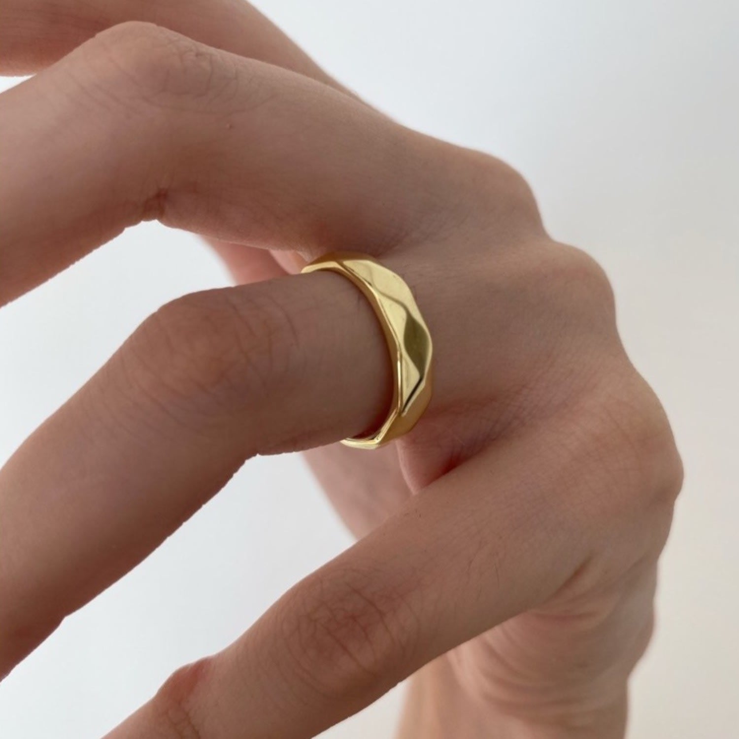 Sterling Silver Wide Hammered Ring