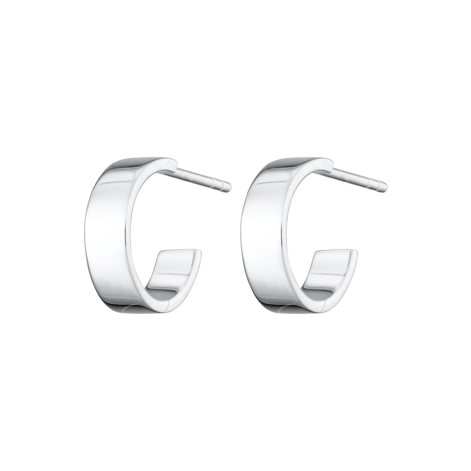 Sterling Silver Wide Huggie Hoop Earrings