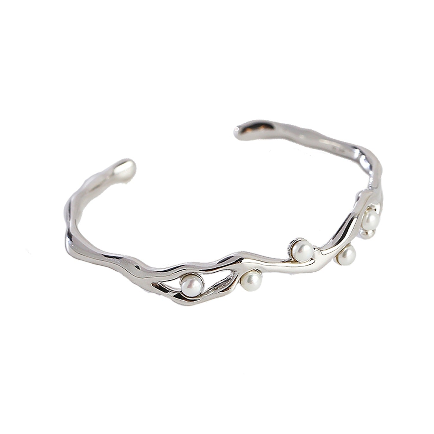 Sterling Silver With Freshwater Pearls Bangle