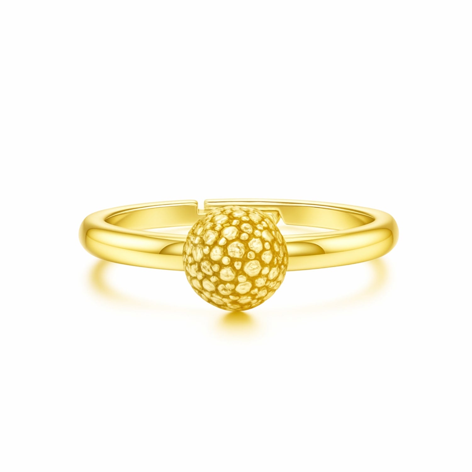 Sterling Silver With Gold Plated Ball Ring – Minimal, Adjustable, Elegant - Unaloe Handmade Ring For Women