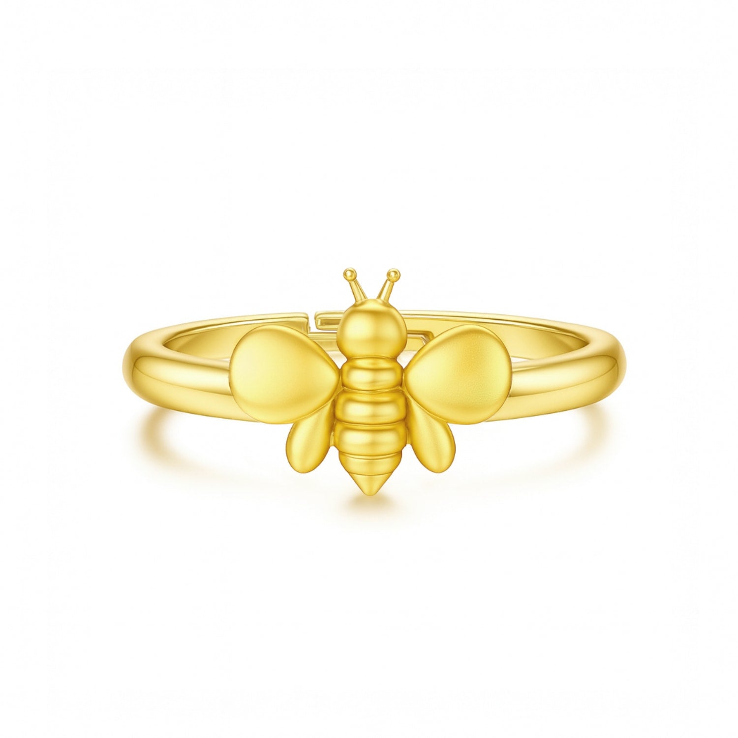 Sterling Silver With Gold Plated Bee Ring – Nature-Inspired And Adjustable - Unaloe Handmade Ring For Women