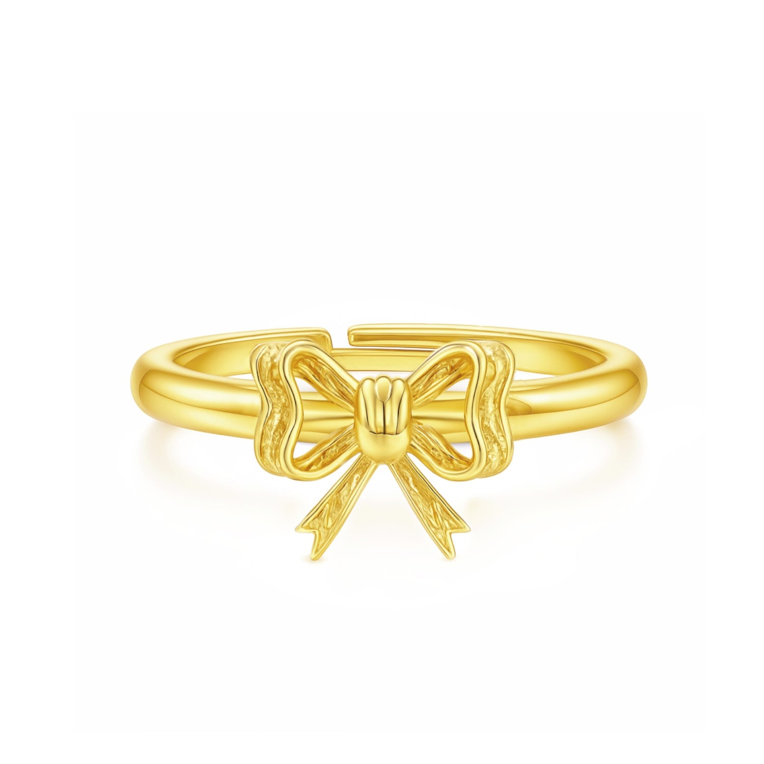 Sterling Silver With Gold Plated Bow Ring – Romantic, Elegant, Adjustable - Unaloe Handmade Ring For Women