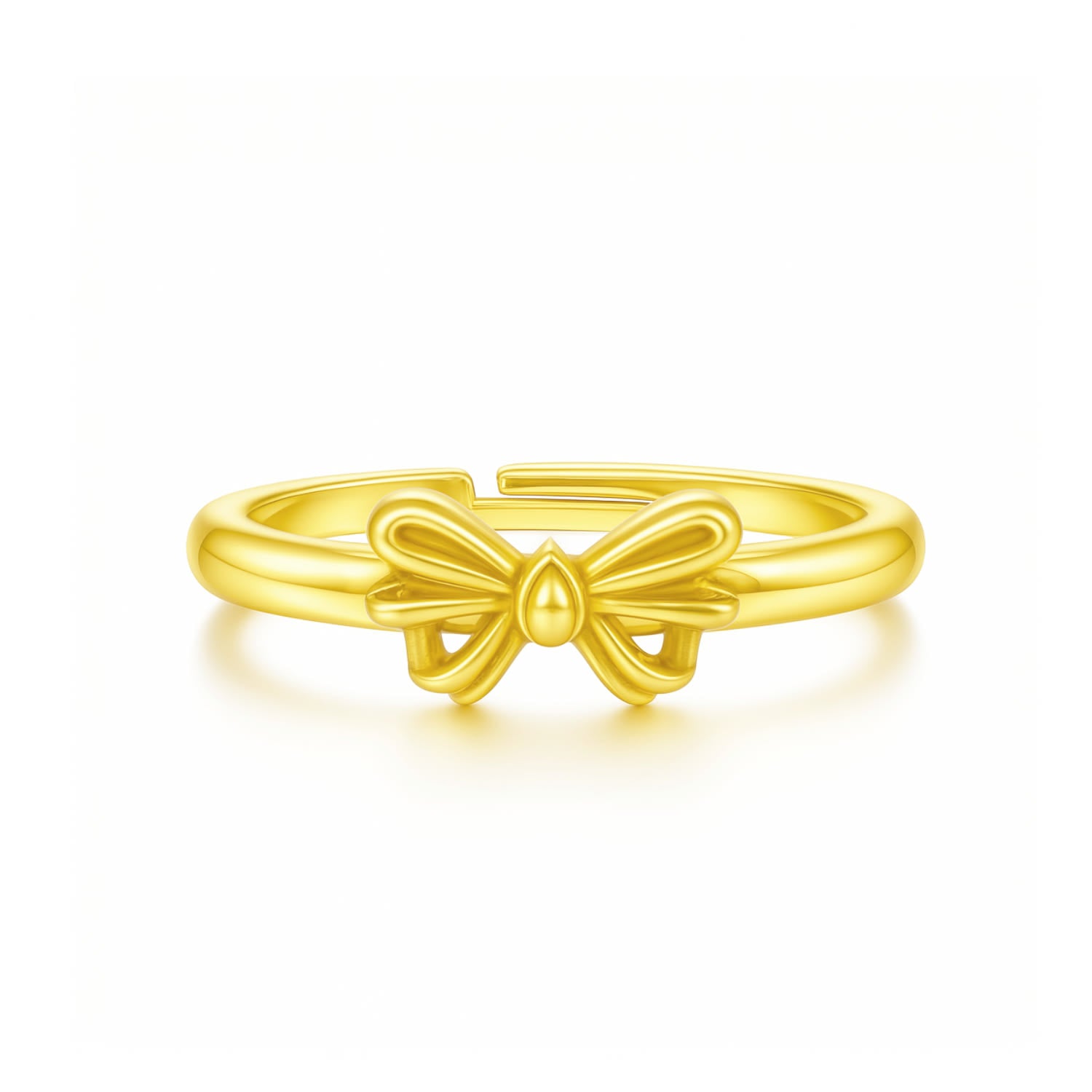 Sterling Silver With Gold Plated Bow Ring – Romantic, Feminine, Adjustable - Unaloe Handmade Ring For Women