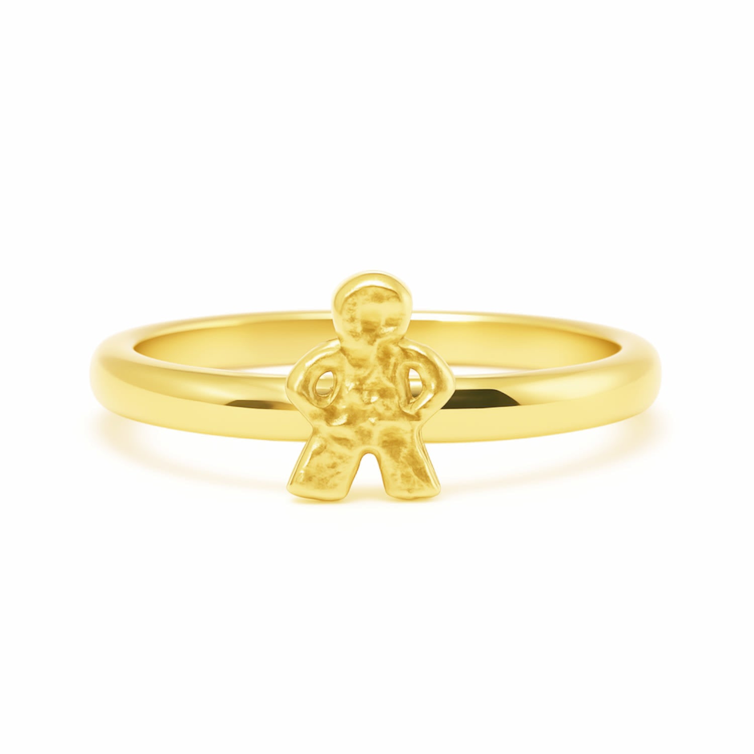 Sterling Silver With Gold Plated Boy Ring – Tender, Adjustable, Meaningful - Unaloe Handmade Ring For Women