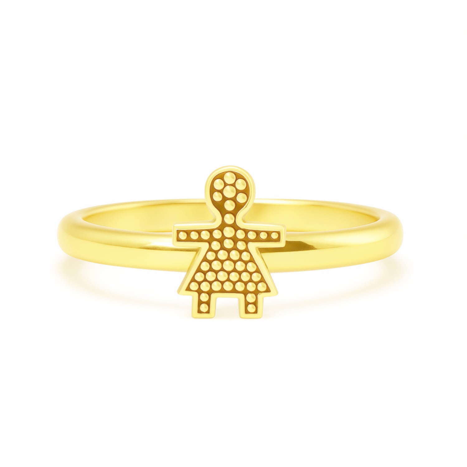 Sterling Silver With Gold Plated Girl Star Ring – Sweet, Symbolic, Adjustable - Unaloe Handmade Ring For Women