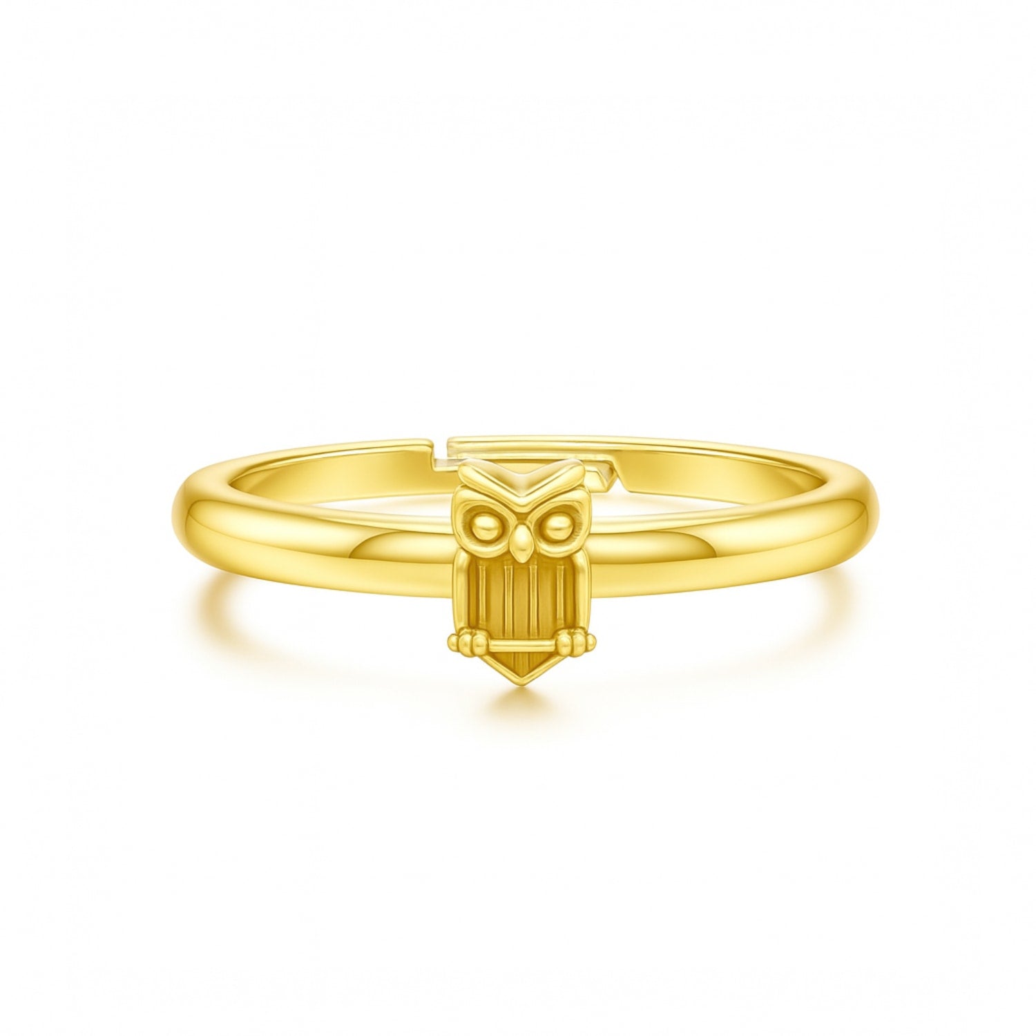 Sterling Silver With Gold Plated Owl Ring – Symbolic, Nature-Inspired, Adjustable - Unaloe Handmade Ring For Women