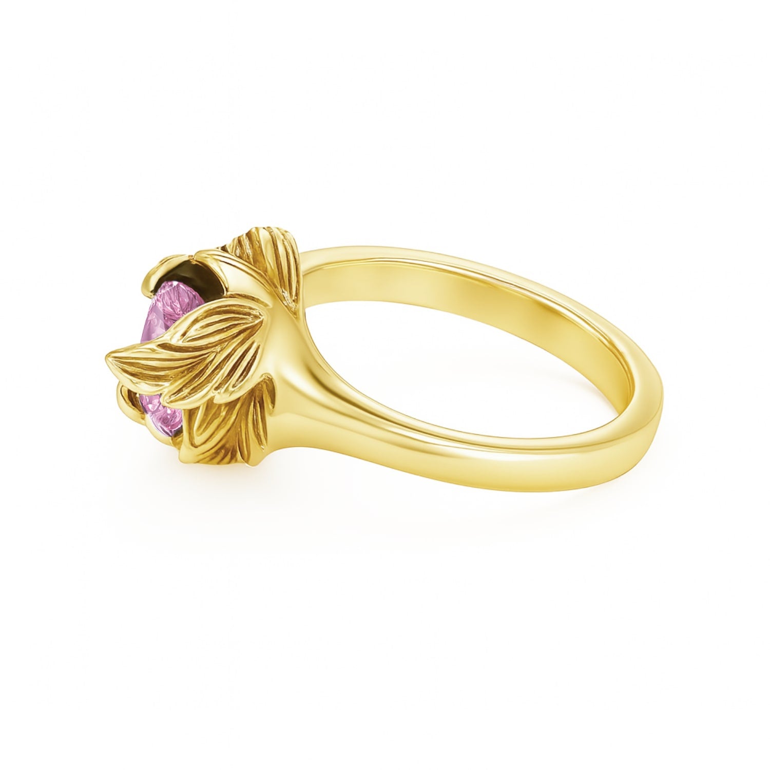 Sterling Silver With Gold Plated Ring With Pink Zircon Coleus– Unaloe Handmade Jewelry For Women