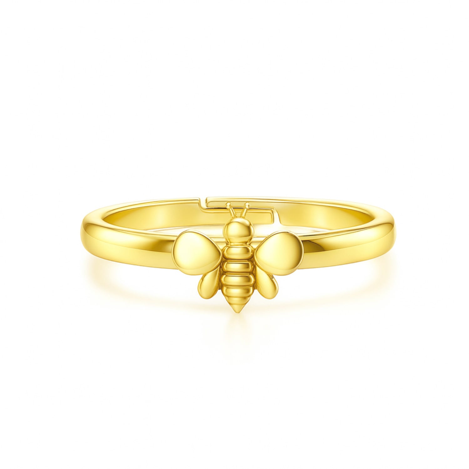 Sterling Silver With Gold Plated Small Bee Ring – Symbolic, Nature-Inspired, Adjustable - Unaloe Handmade Ring For Women
