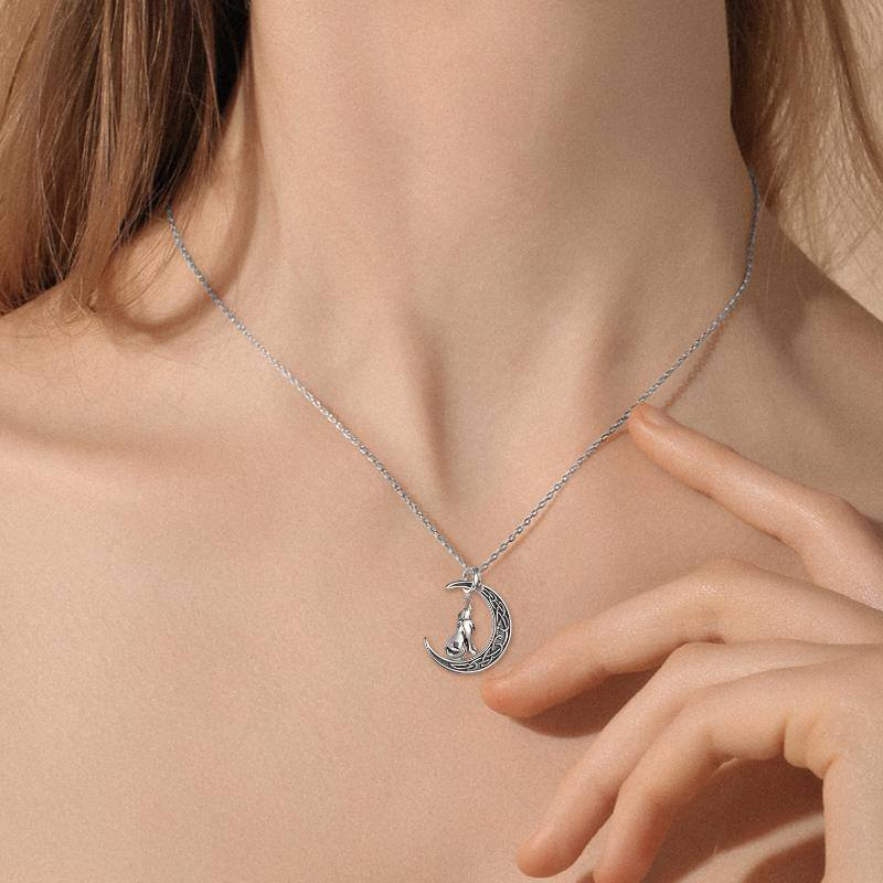 Sterling Silver Wolf Pendant Necklace