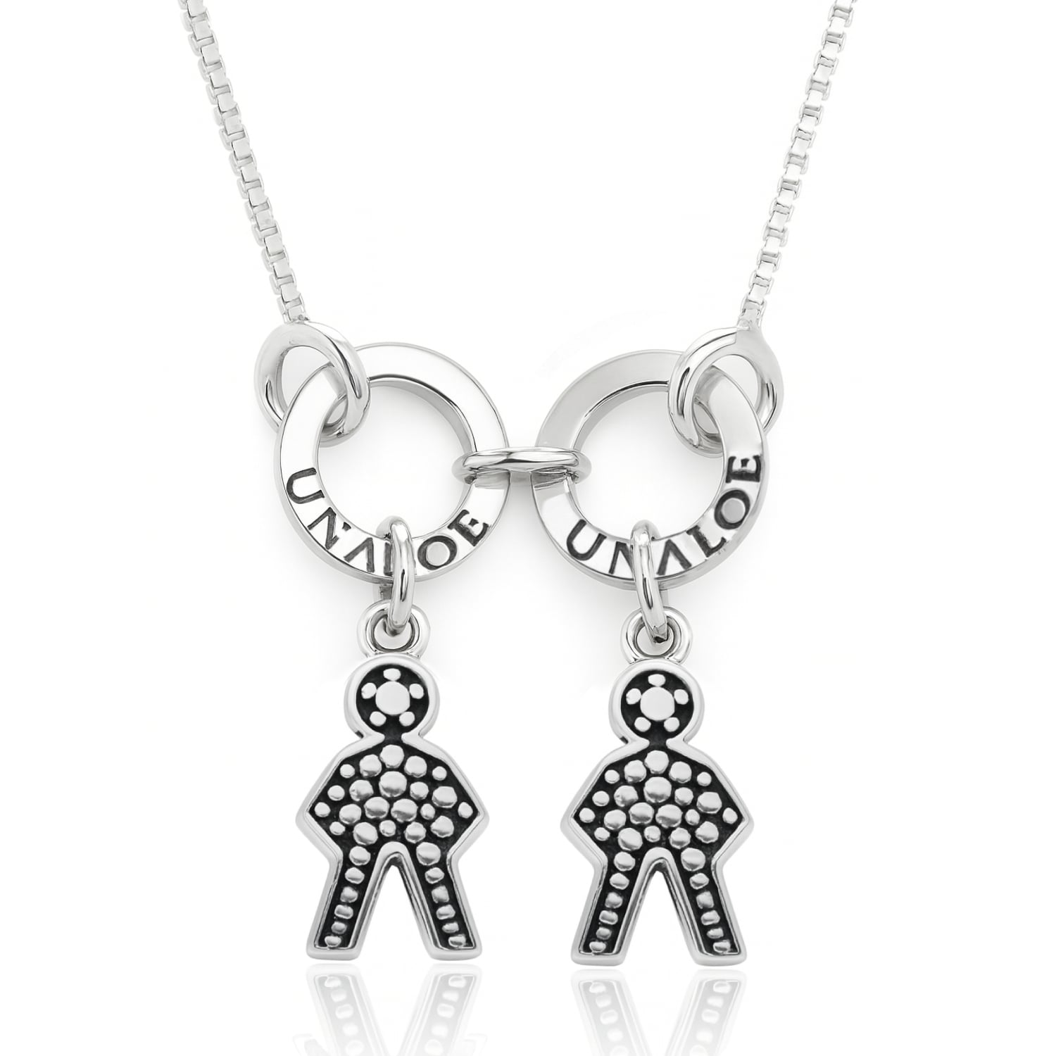 Sterling Silver Women's Necklace With Double Figure Pendant – Elegant Women's Jewelry