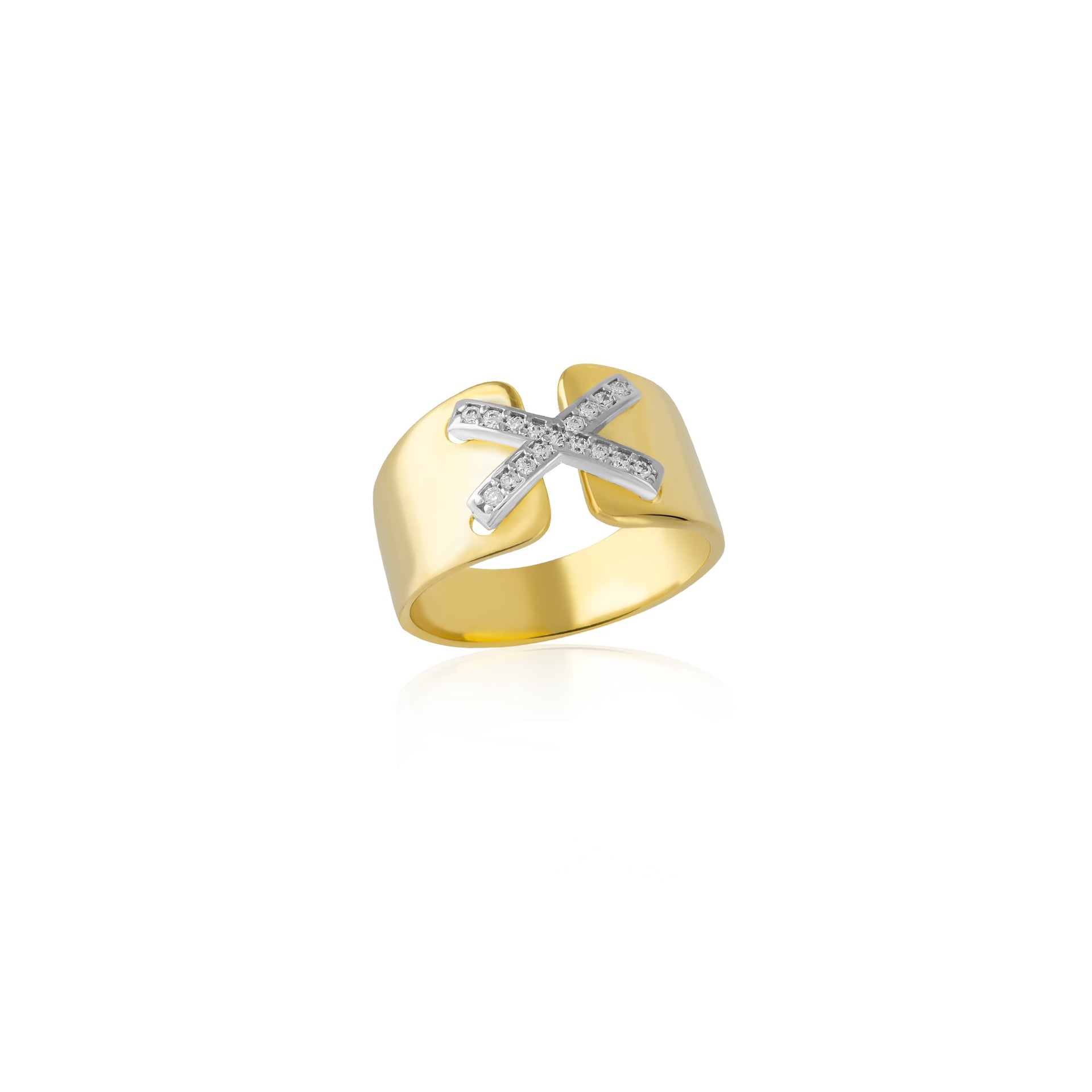 X Signet Sterling Silver Ring In Gold Vermeil