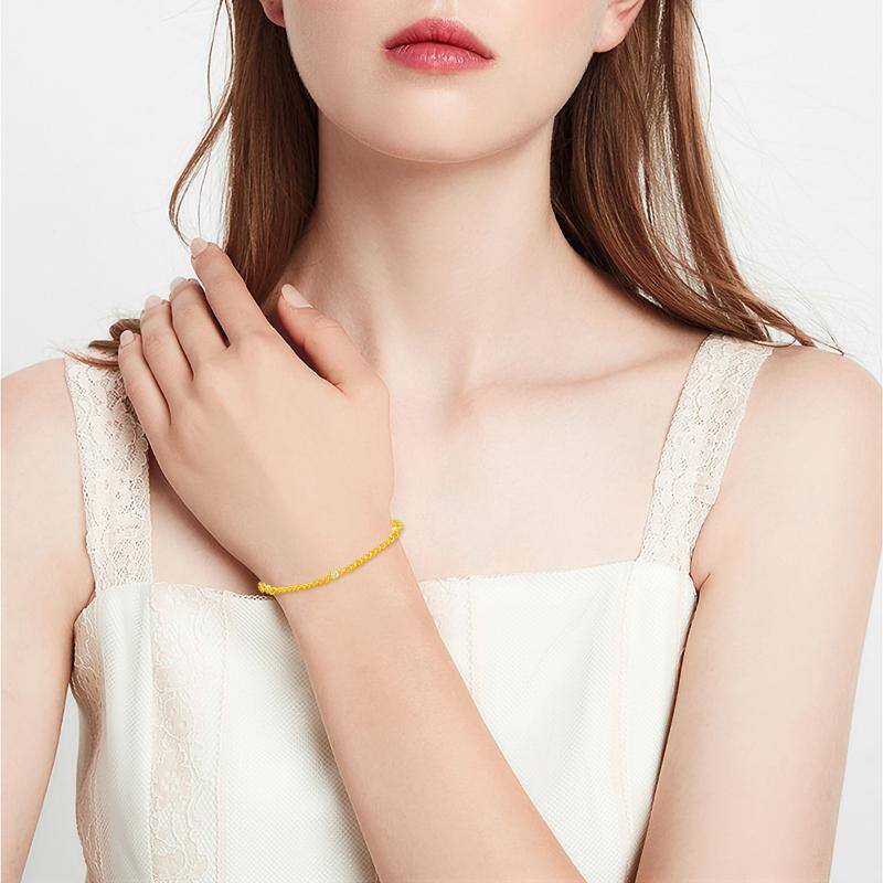 Sterling Silver with Yellow Gold Plated Circular Shaped Cubic Zirconia Curb Link Chain Bracelet