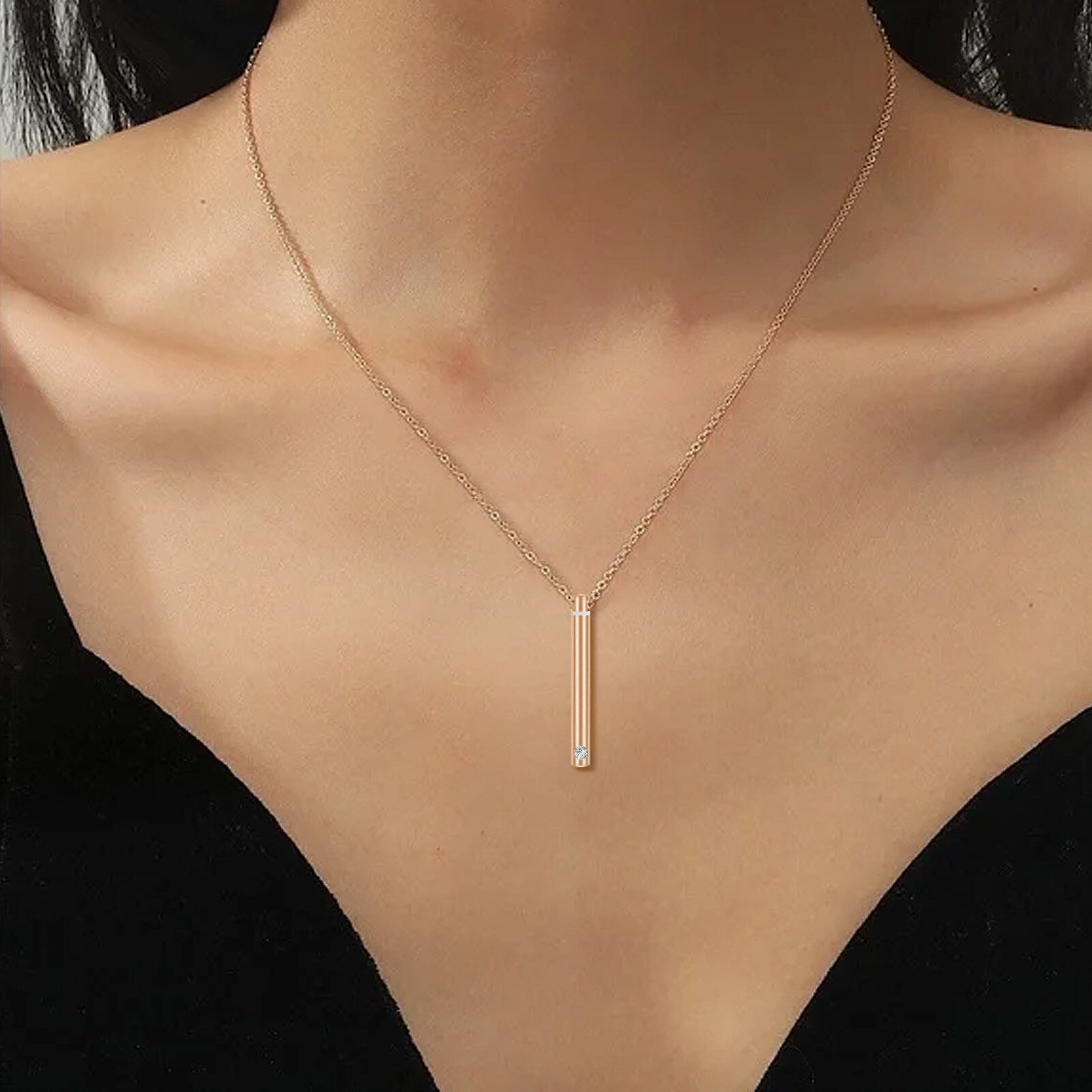 Sterling Silver with Yellow Gold Plated Circular Shaped Cubic Zirconia Urn Necklace for Ashes