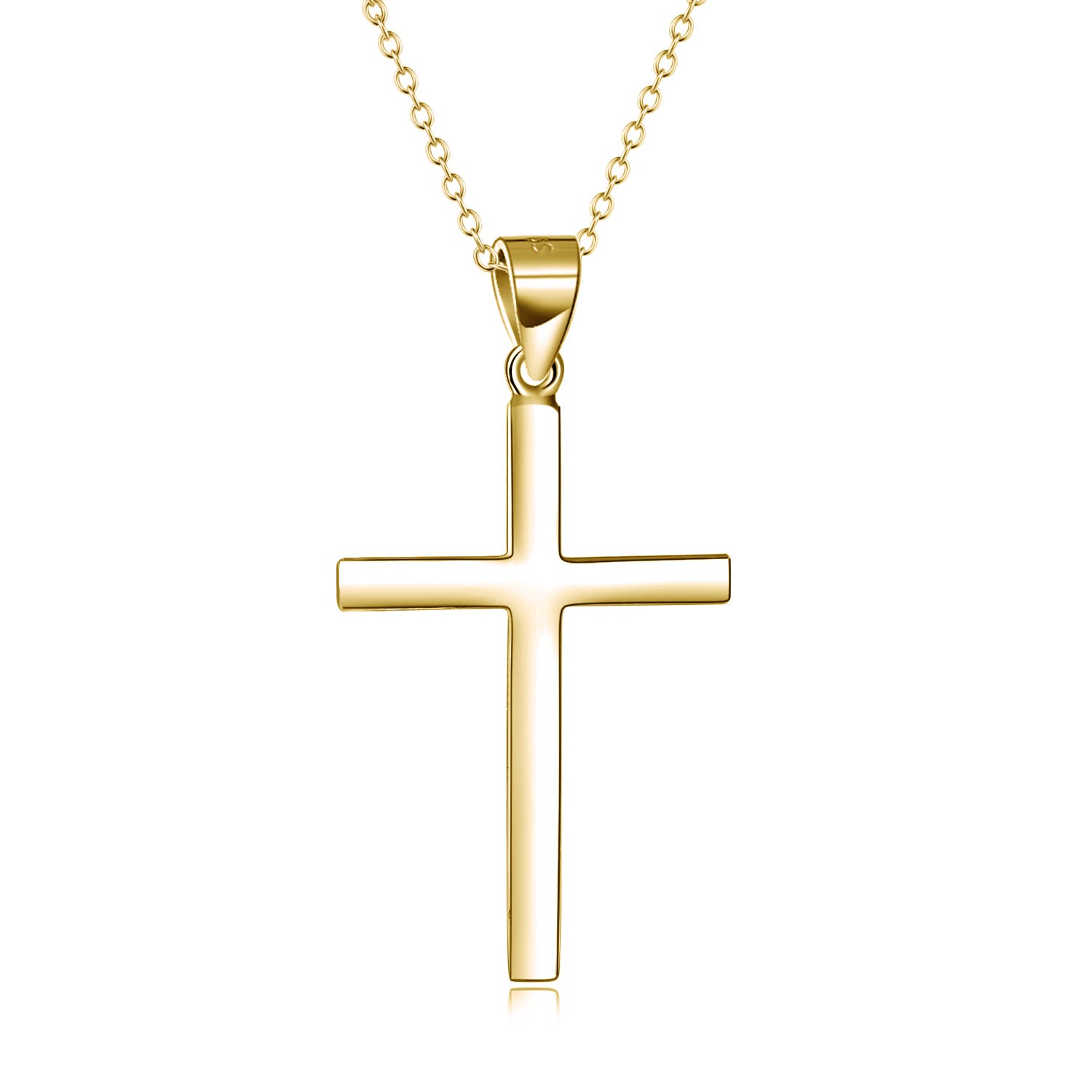 Sterling Silver with Yellow Gold Plated Cross Pendant Necklace