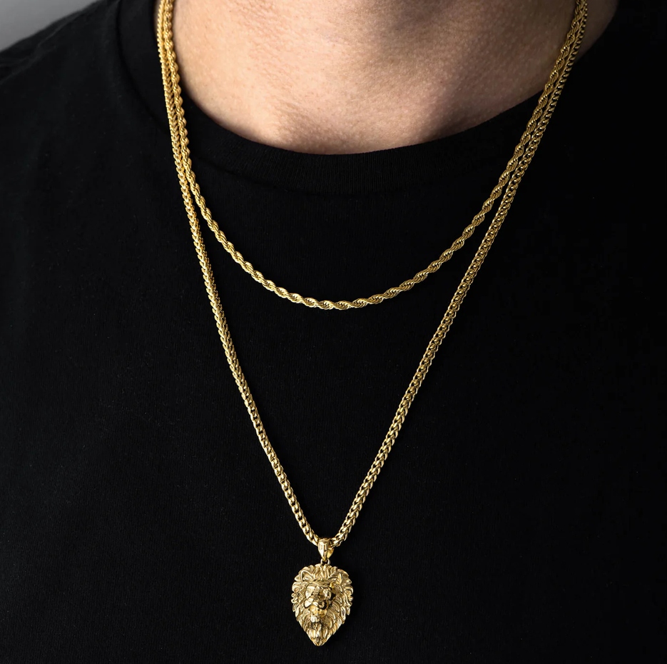 Sterling Silver with Yellow Gold Plated Lion Pendant Charms