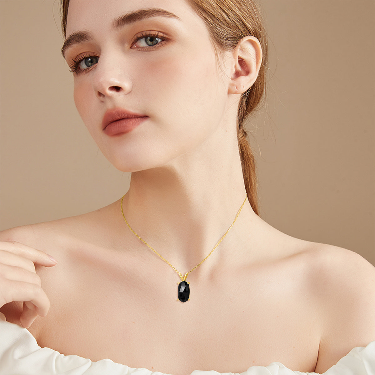 Gold Vermeil Oval Agate Pendant Necklace for Women