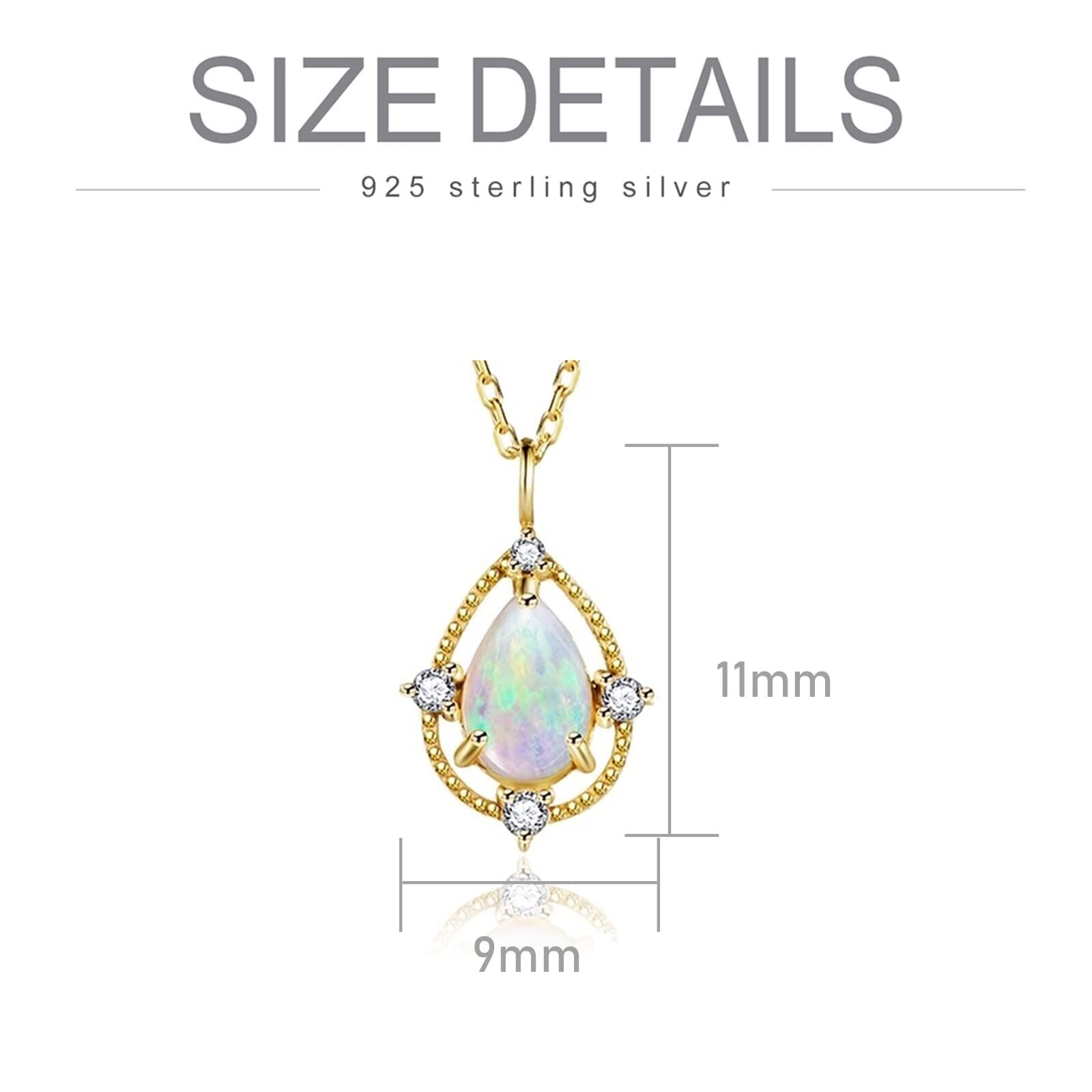 Sterling Silver with Yellow Gold Plated Pear Shaped Opal Drop Shape Pendant Necklace