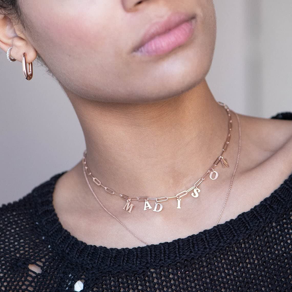 Sterling Silver with Yellow Gold Plated Personalized Classic Name Metal Choker Necklace