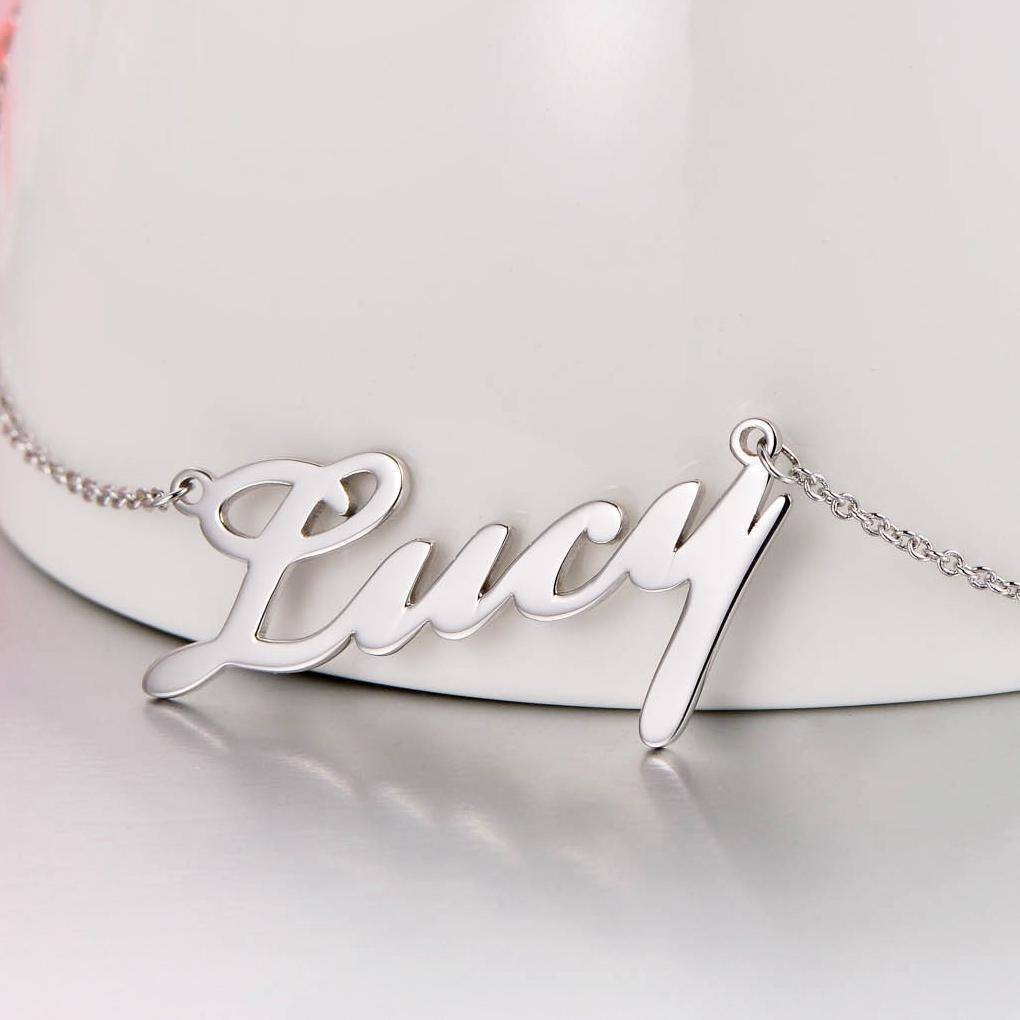 Sterling Silver with Rose Gold Plated Personalized Classic Name Pendant Necklace