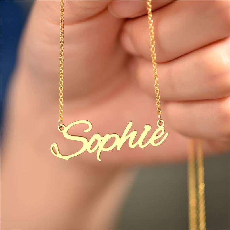 Sterling Silver with Rose Gold Plated Personalized Classic Name Pendant Necklace