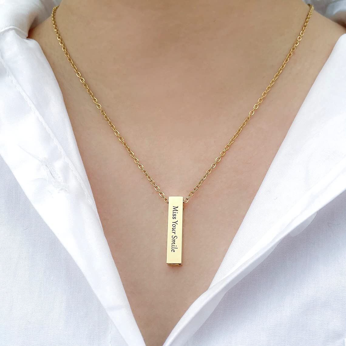 Sterling Silver with Yellow Gold Plated Personalized Engraving Urn Necklace for Ashes