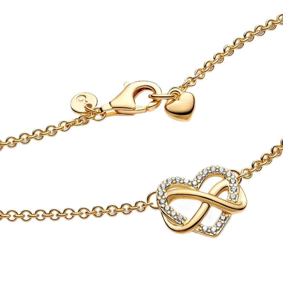 Sterling Silver with Yellow Gold Plated Sparkling Infinity Heart Collier Necklace