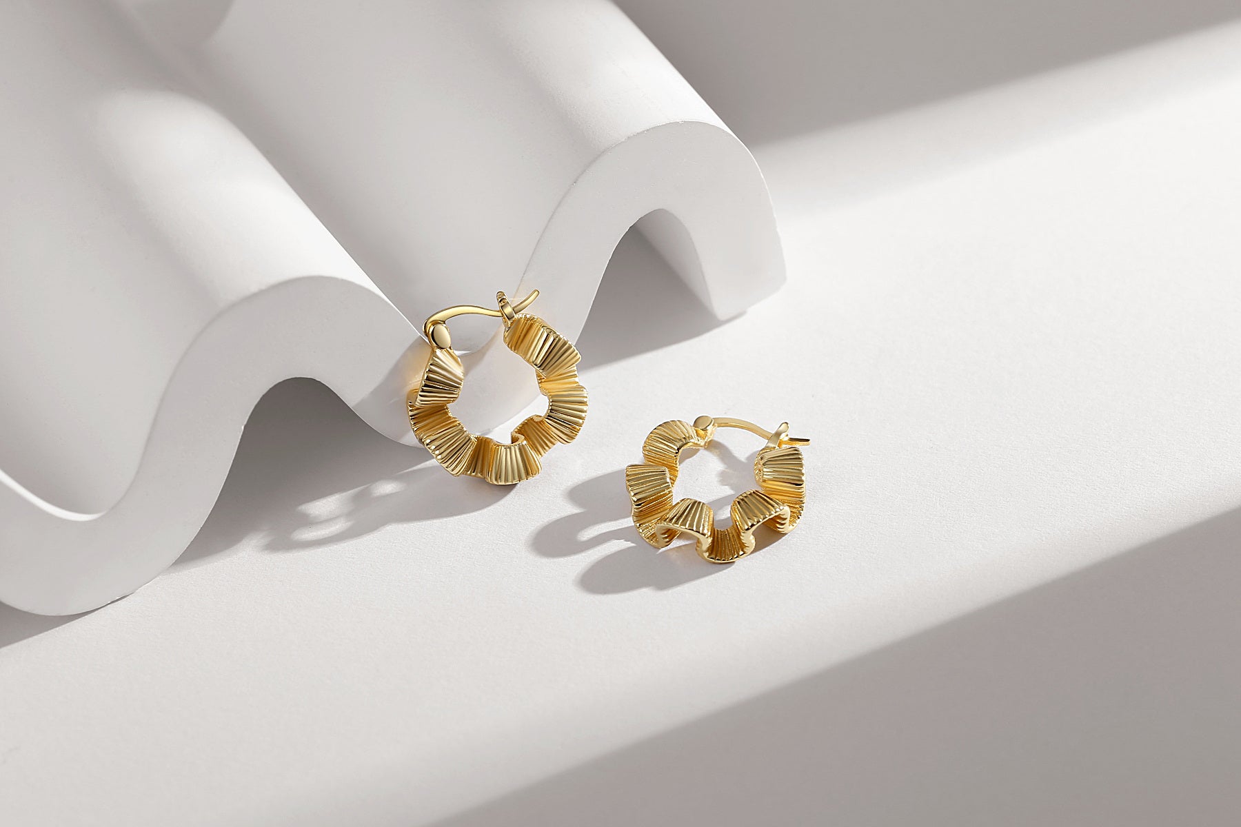 Sterling Silver with Yellow Gold Plated Spray Hoop Earrings
