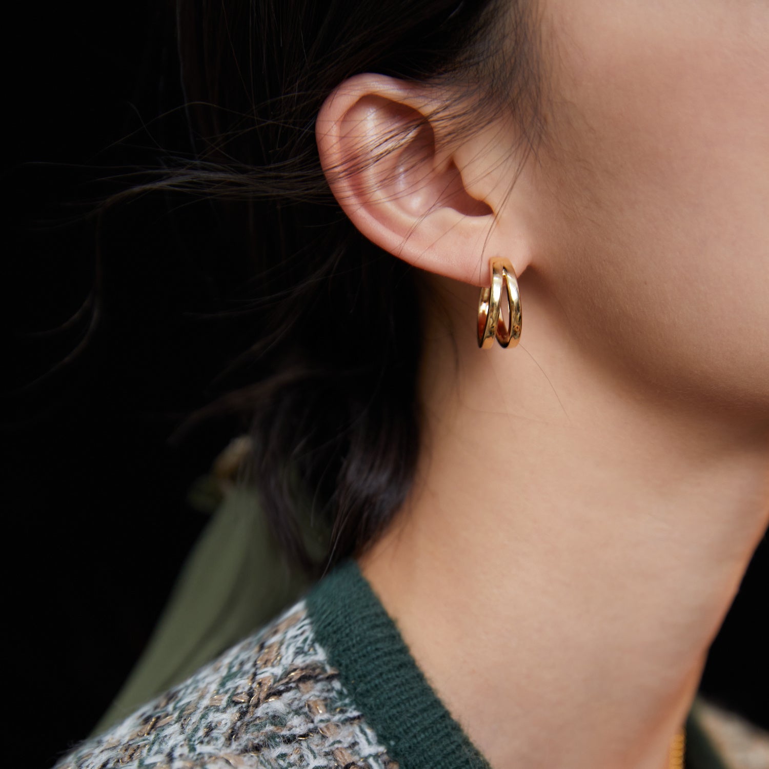 Sterling Silver with Yellow Gold Plated Stud Earrings