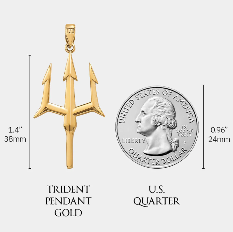 Sterling Silver with Yellow Gold Plated Trident Pendant Charms