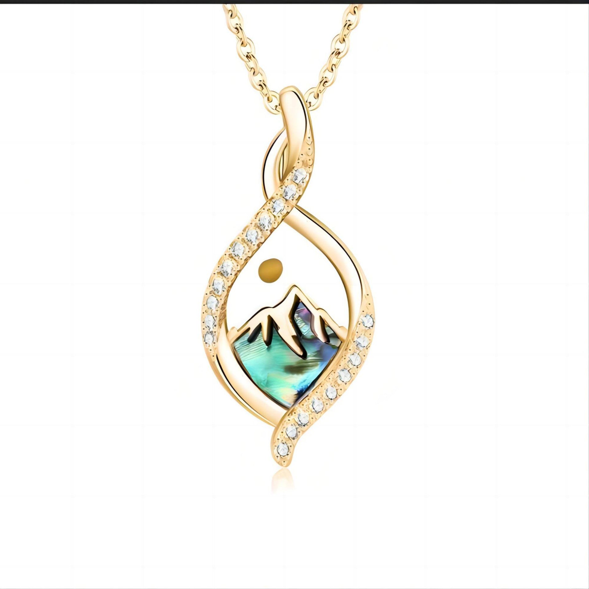 Sterling Silver with Yellow Gold Plated Zircon Mountains Pendant Necklace