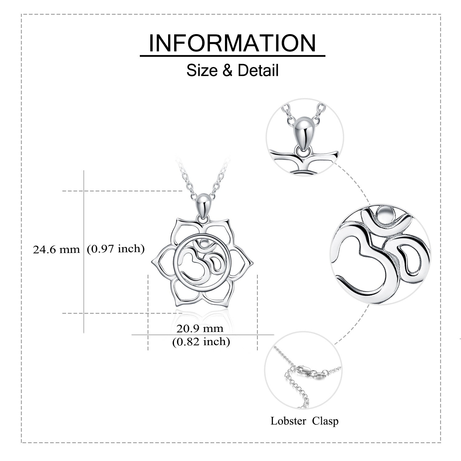 Sterling Silver Yoga Pendant Necklace