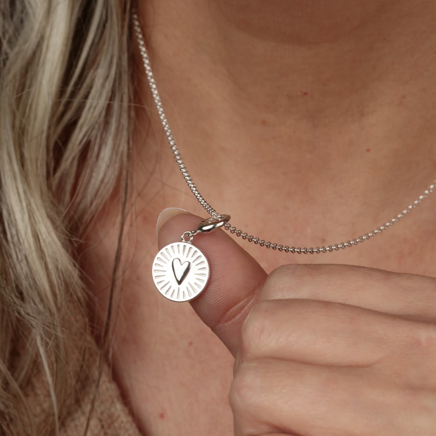 Sterling Silver You Have My Heart Disc Charm Necklace