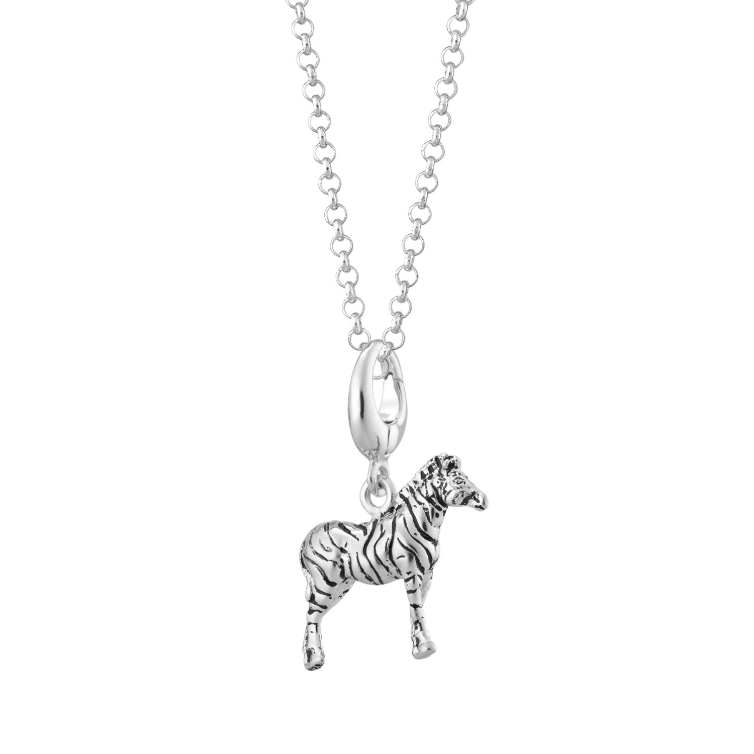 Sterling Silver Zebra Charm Necklace