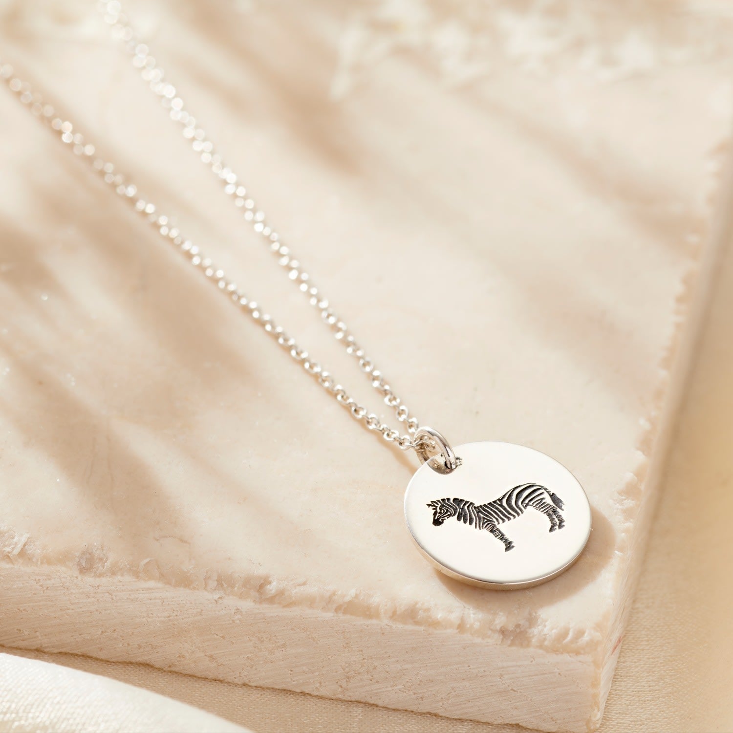 Sterling Silver Zebra Spirit Animal Necklace