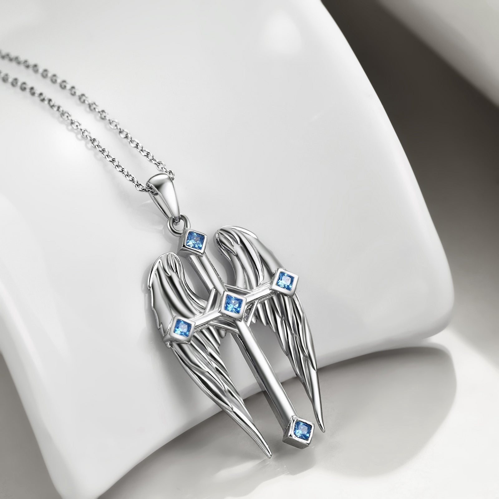Sterling Silver Zircon Cross Pendant Necklace
