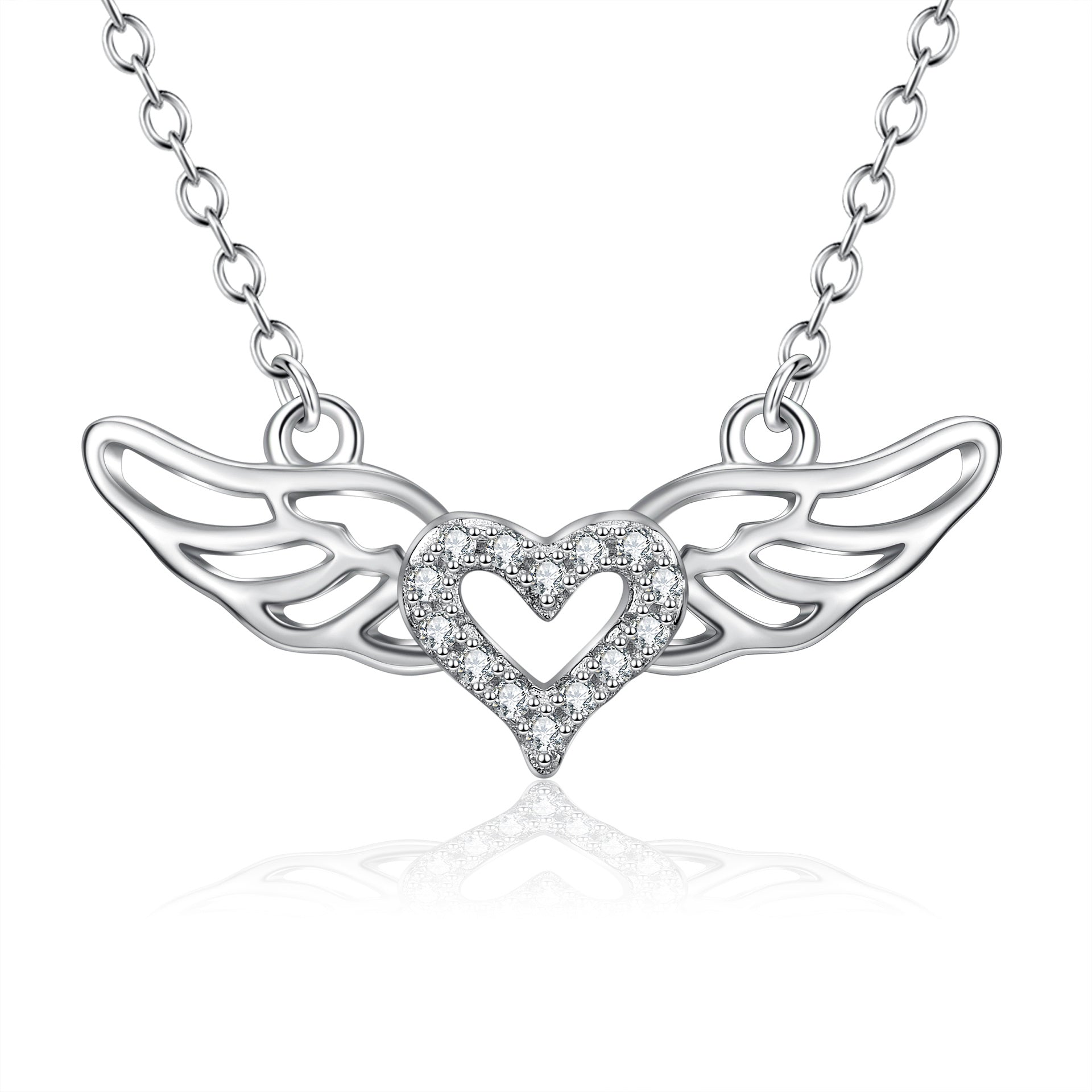 Sterling Silver Zircon Heart Pendant Necklace