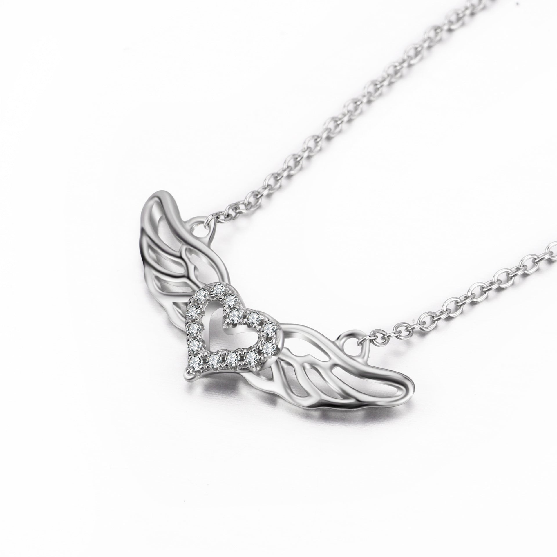 Sterling Silver Zircon Heart Pendant Necklace