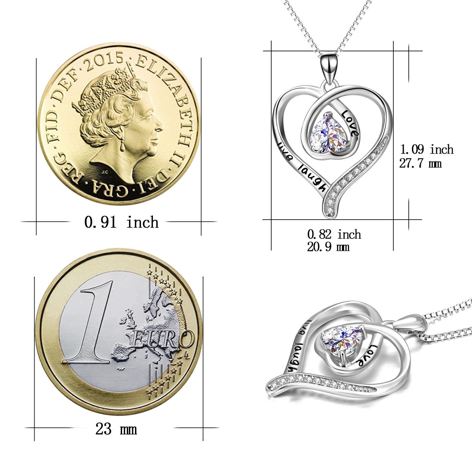 Sterling Silver Zircon Heart Pendant Necklace