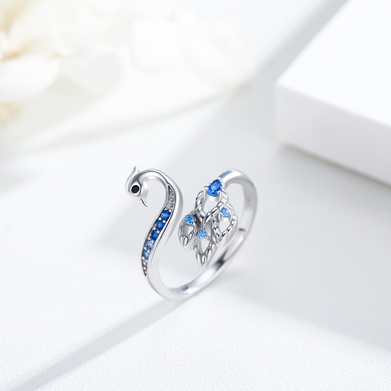 Sterling Silver Zircon Phoenix Open Ring