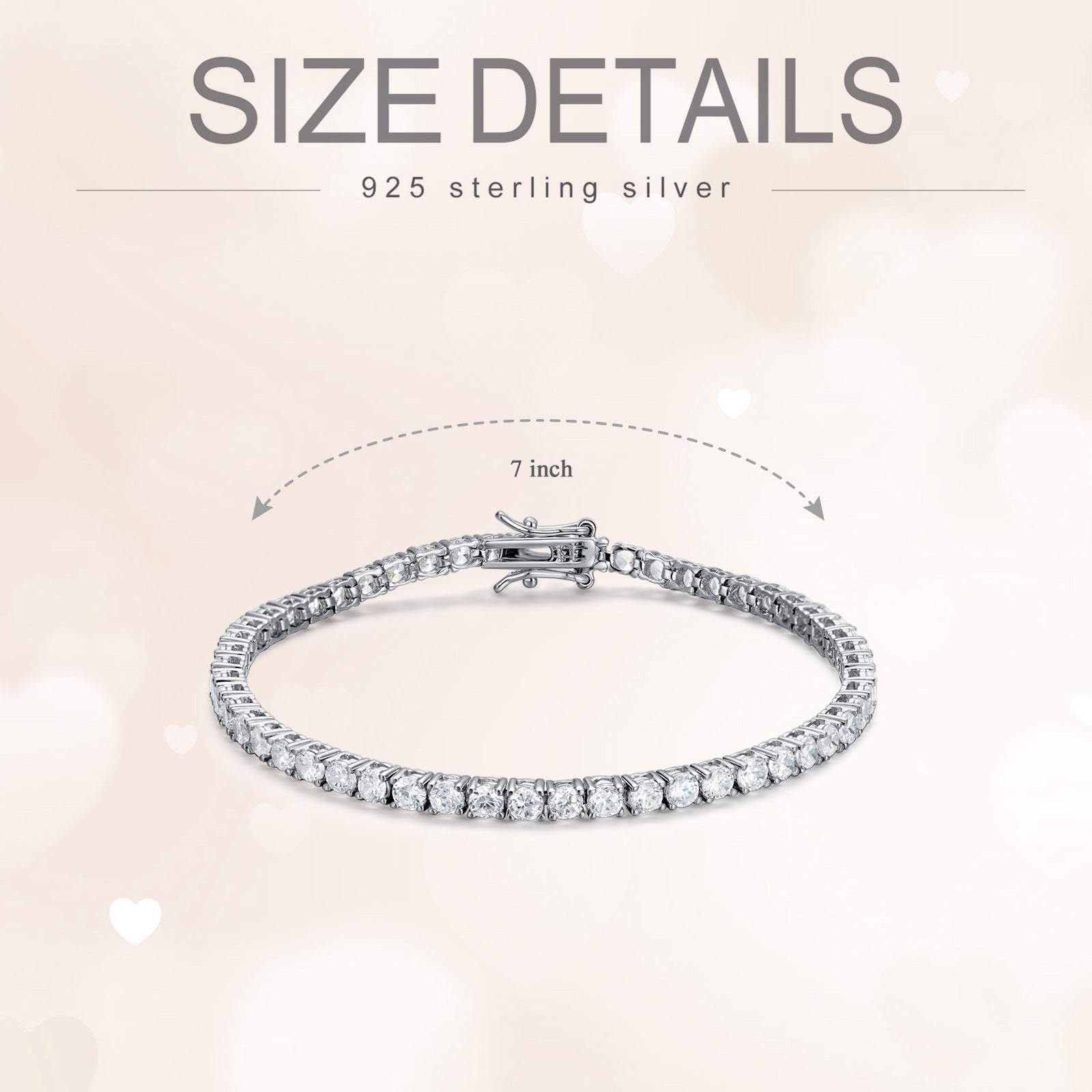 Sterling Silver Zircon Tennis Chain Bracelet For Women
