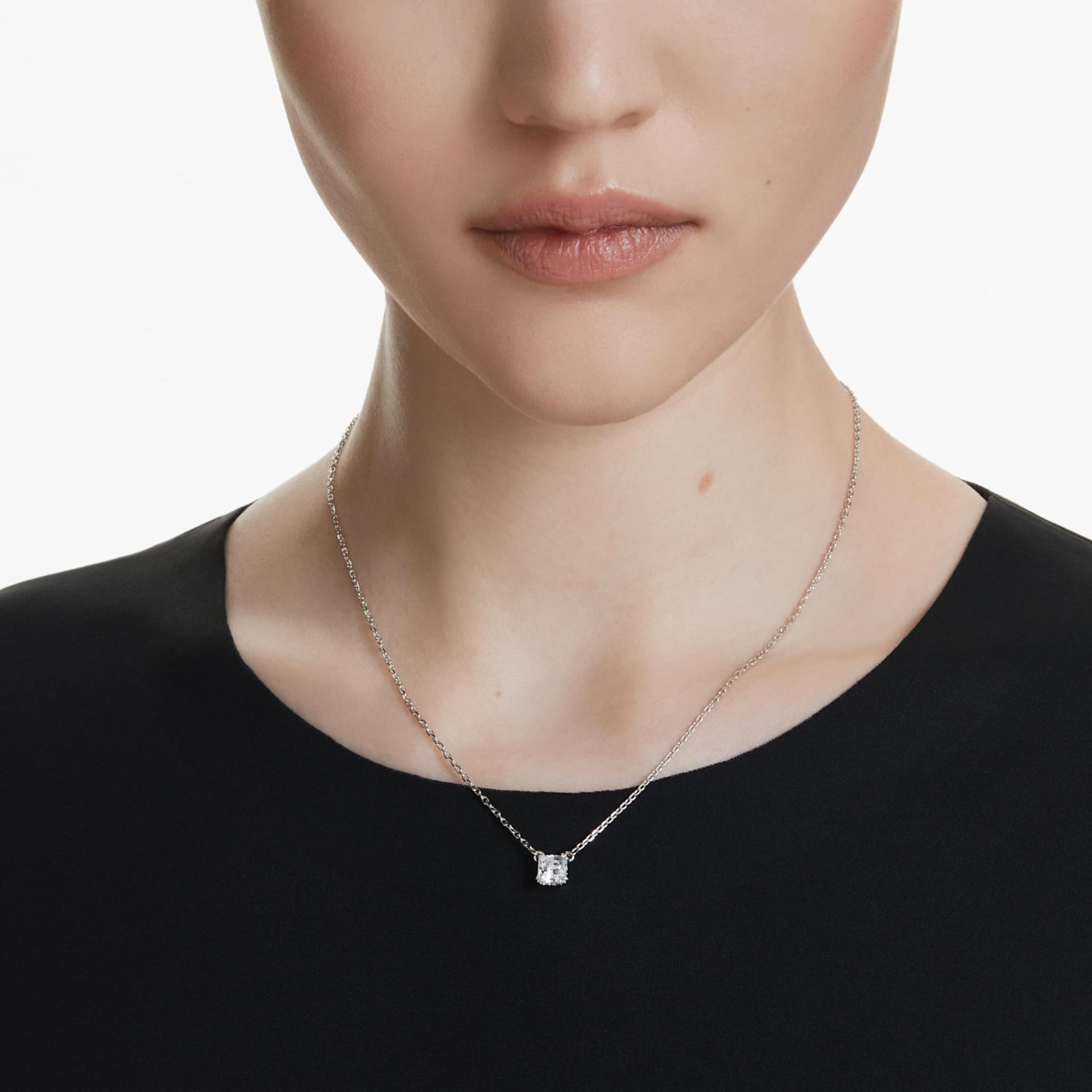 STILLA ATTRACT PENDANT SQUARE CUT WHITE RHODIUM PLATED