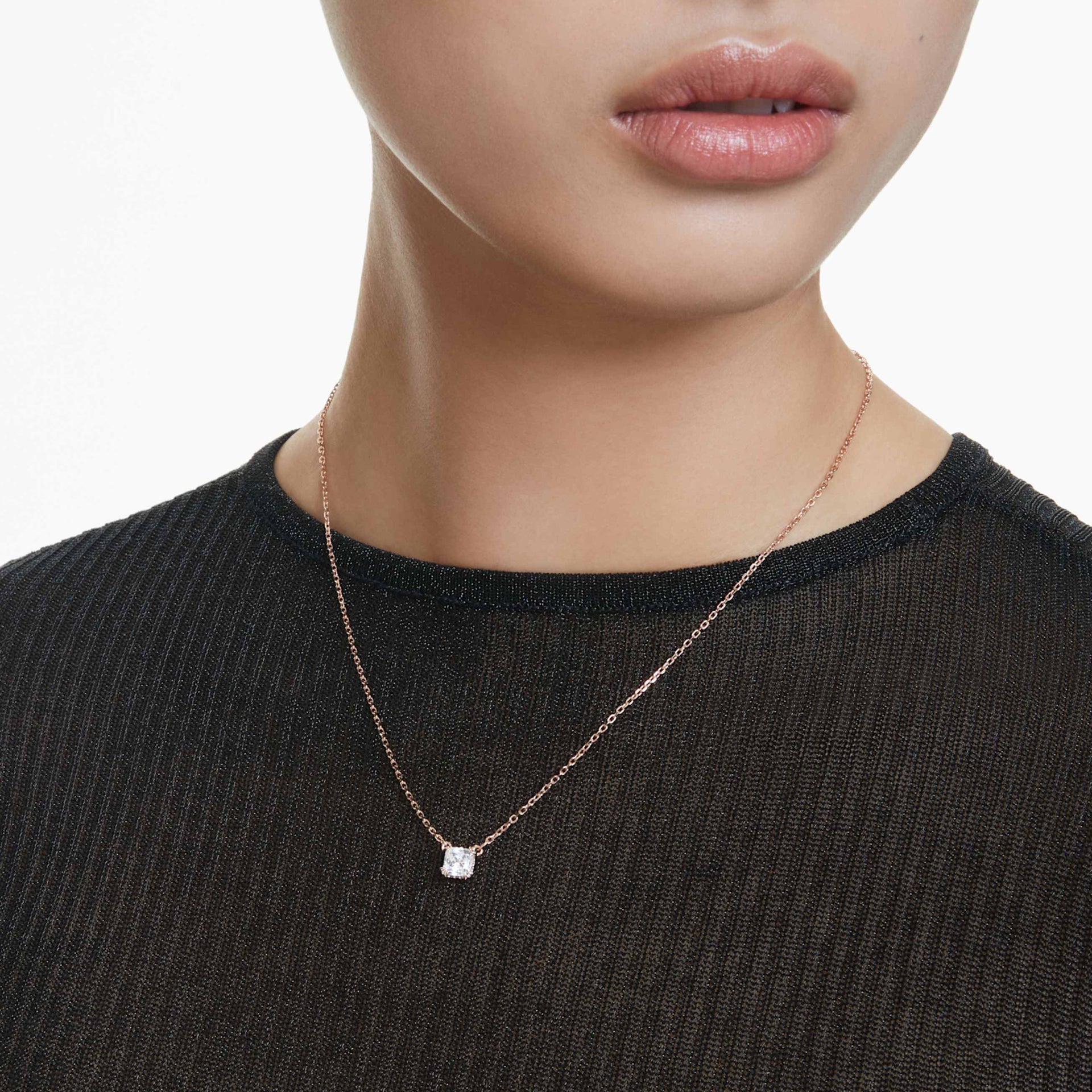 STILLA ATTRACT PENDANT SQUARE CUT WHITE ROSE GOLD TONE PLATED