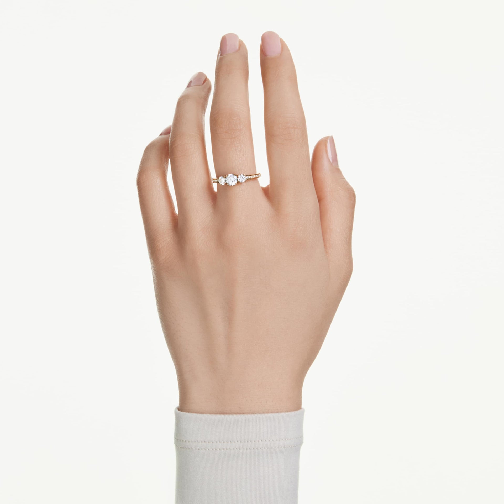 STILLA ATTRACT RING ROUND CUT WHITE GOLD TONE PLATED