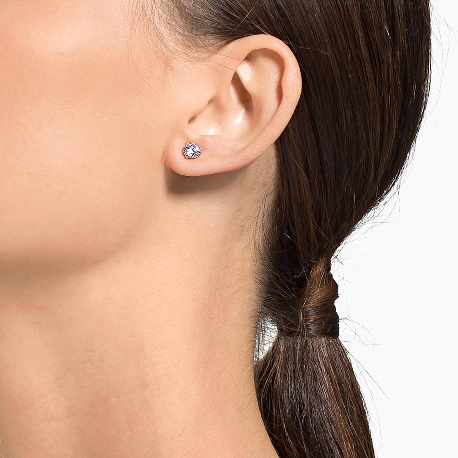 STILLA ATTRACT STUD EARRINGS ROUND CUT WHITE RHODIUM PLATED