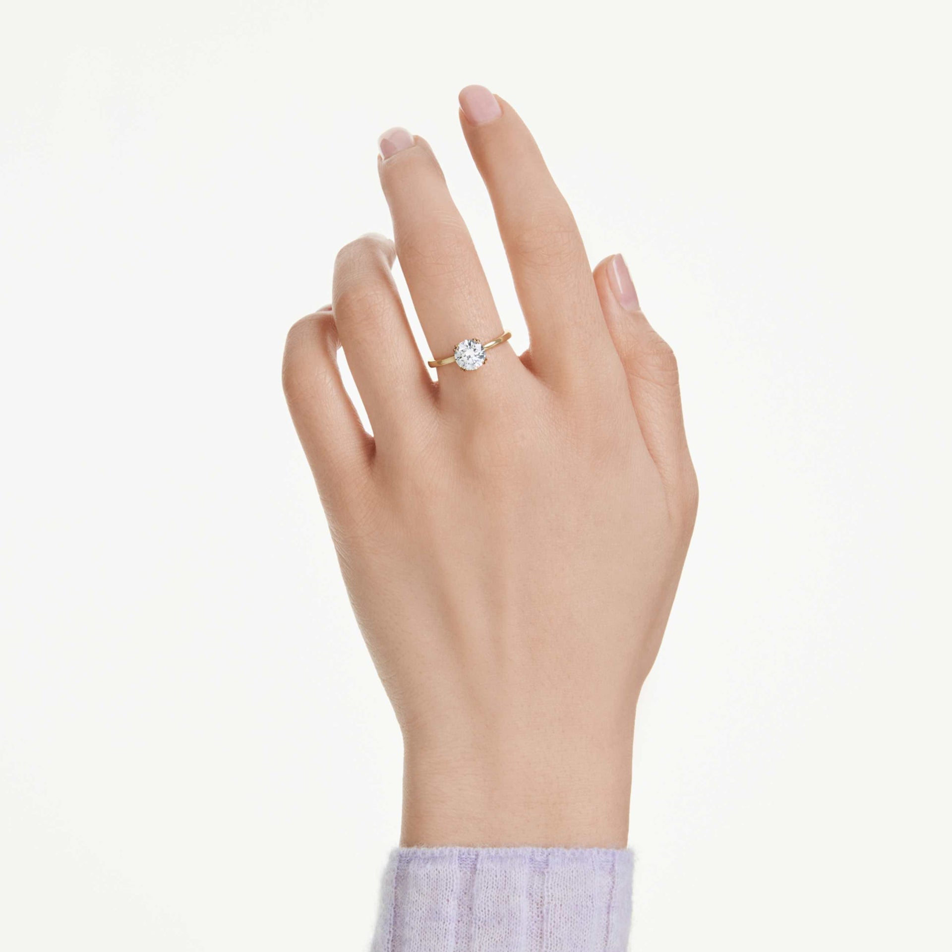 STILLA COCKTAIL RING ROUND CUT WHITE GOLD TONE PLATED