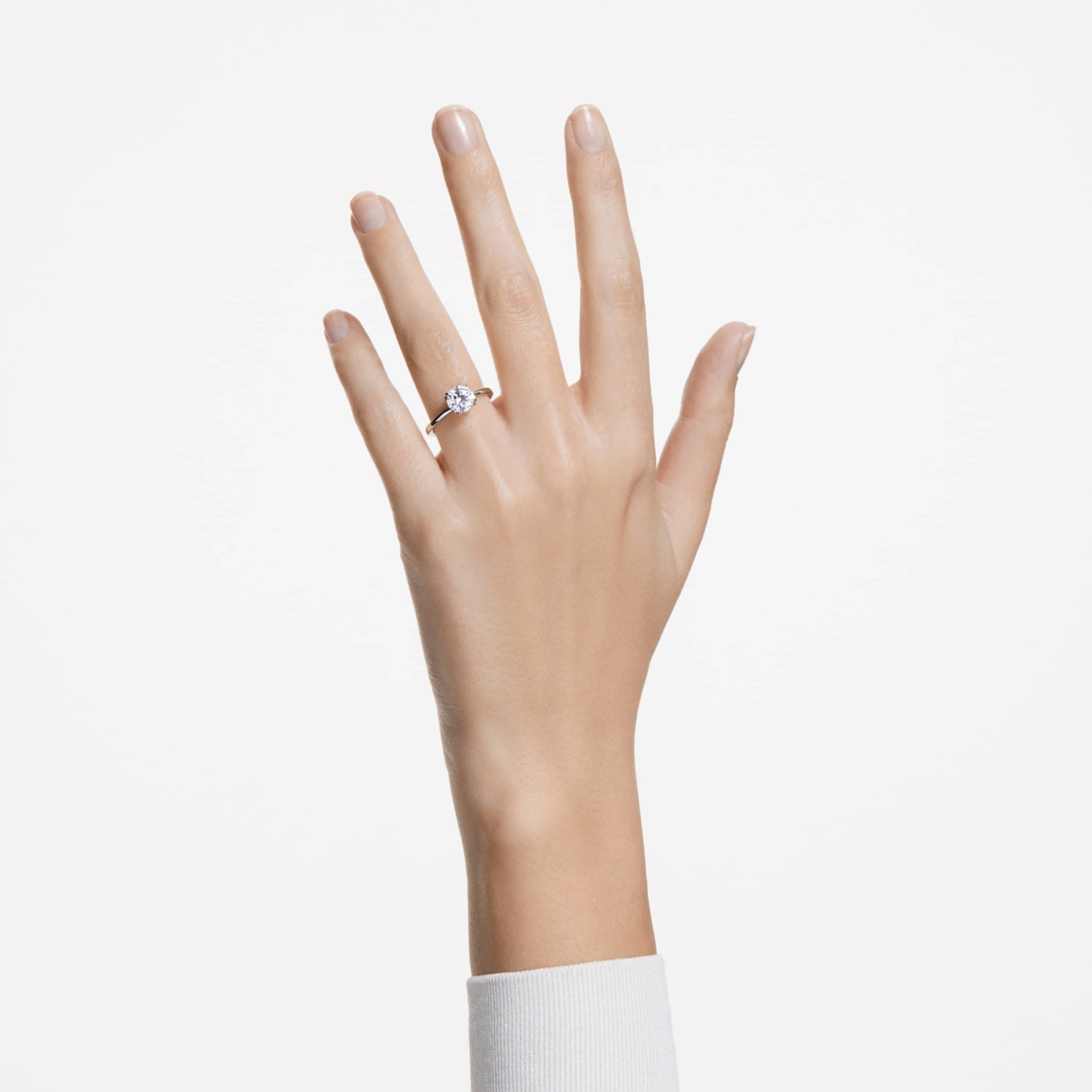 STILLA COCKTAIL RING ROUND CUT WHITE RHODIUM PLATED
