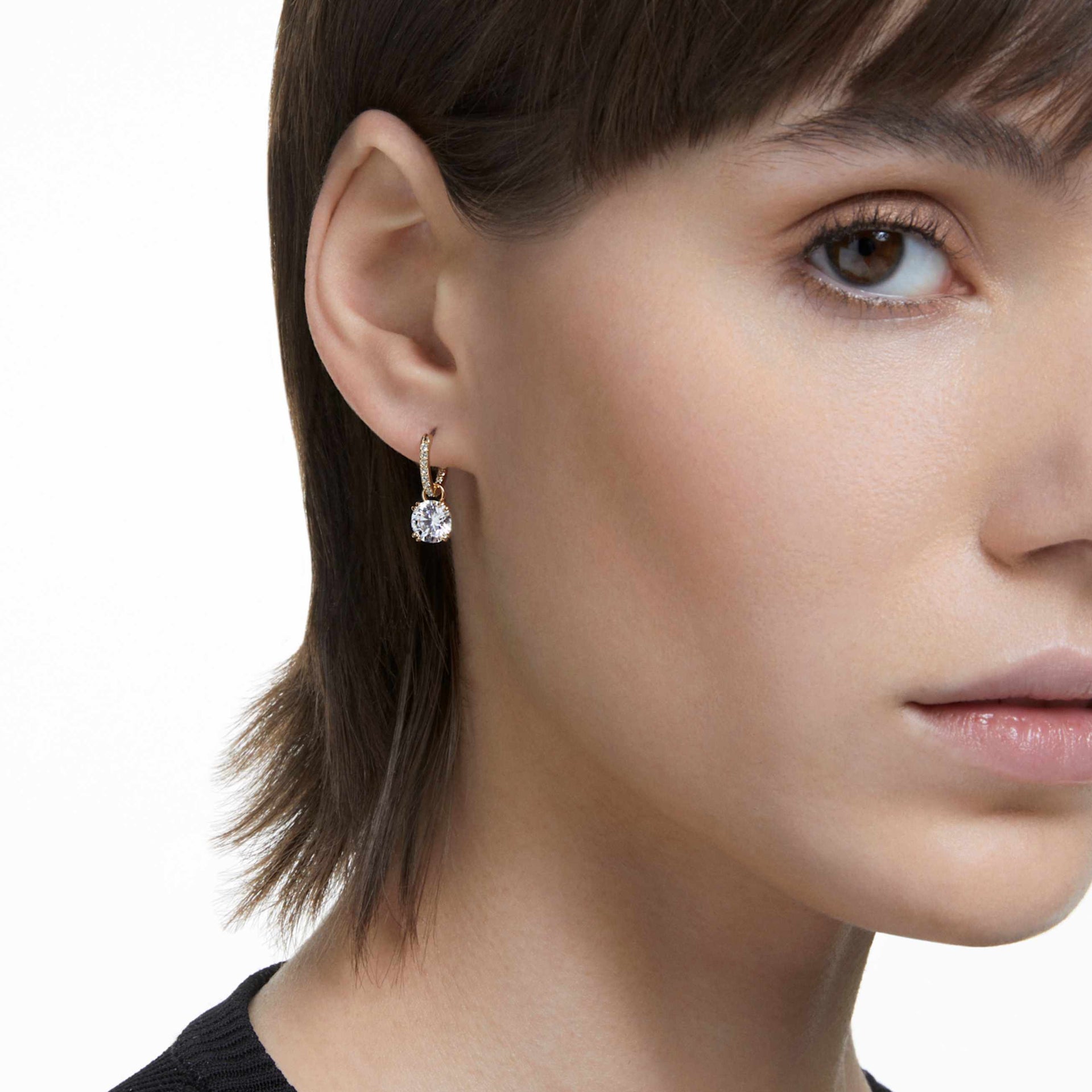STILLA DROP EARRINGS ROUND CUT WHITE GOLD TONE PLATED