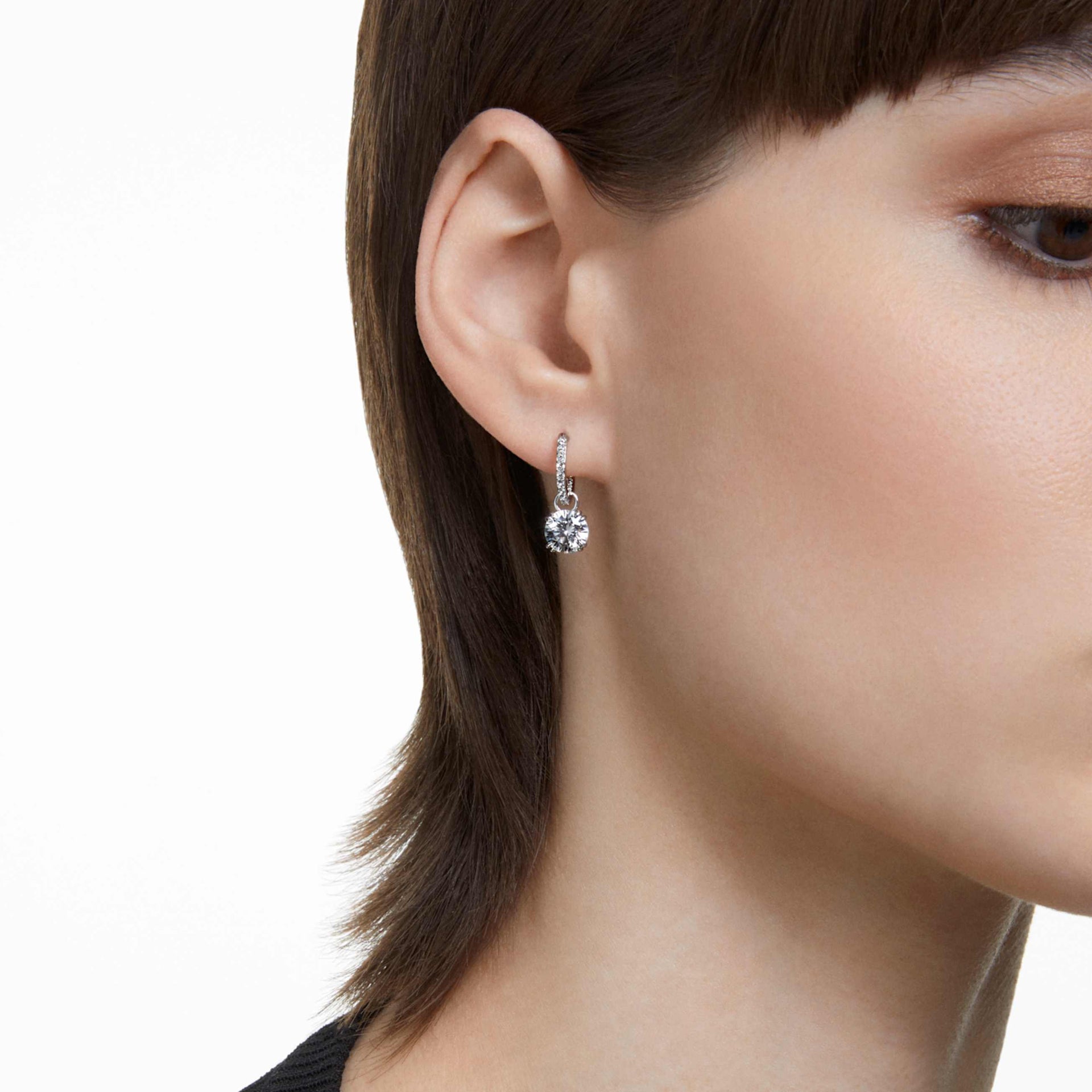 STILLA DROP EARRINGS ROUND CUT WHITE RHODIUM PLATED