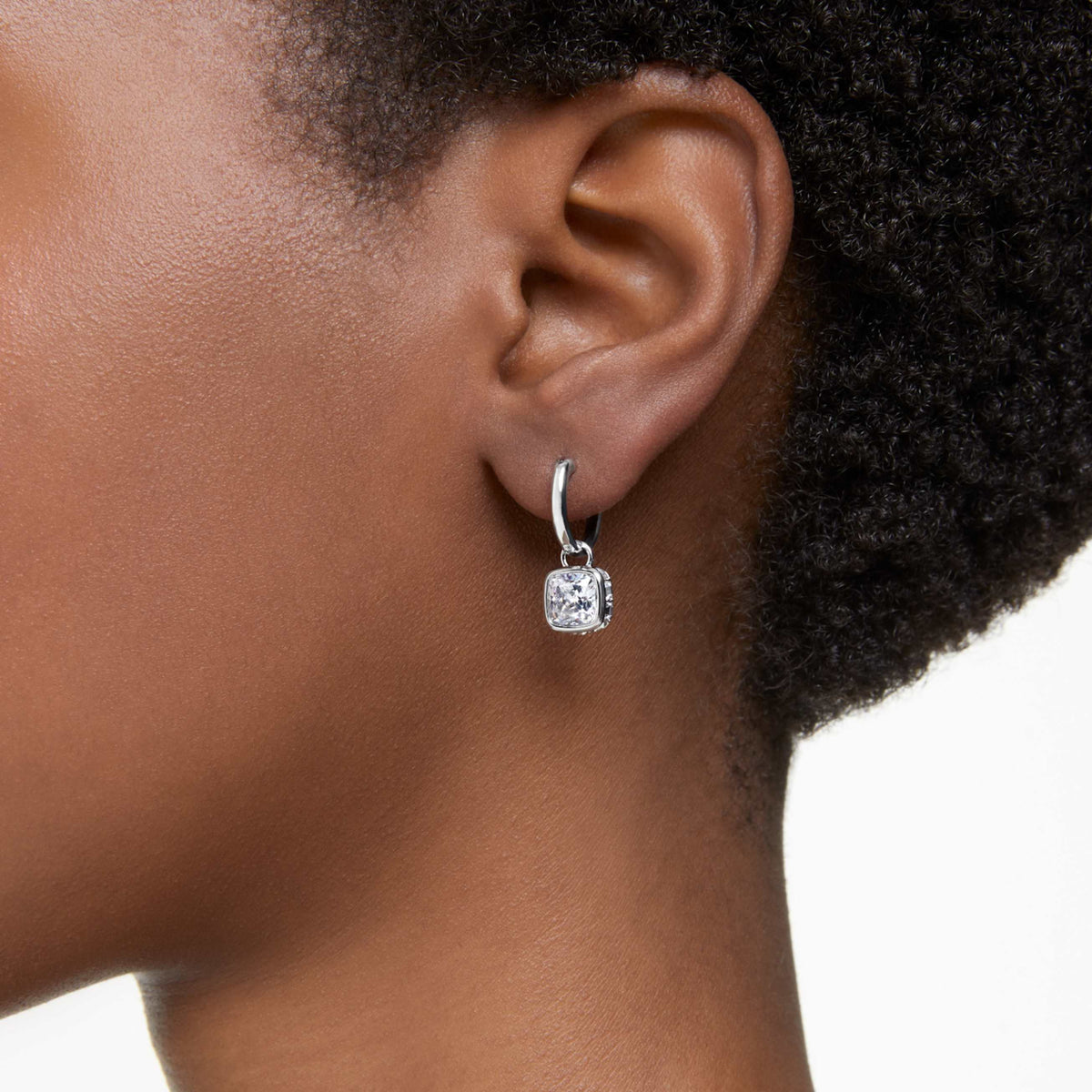 STILLA DROP EARRINGS SQUARE CUT WHITE RHODIUM PLATED
