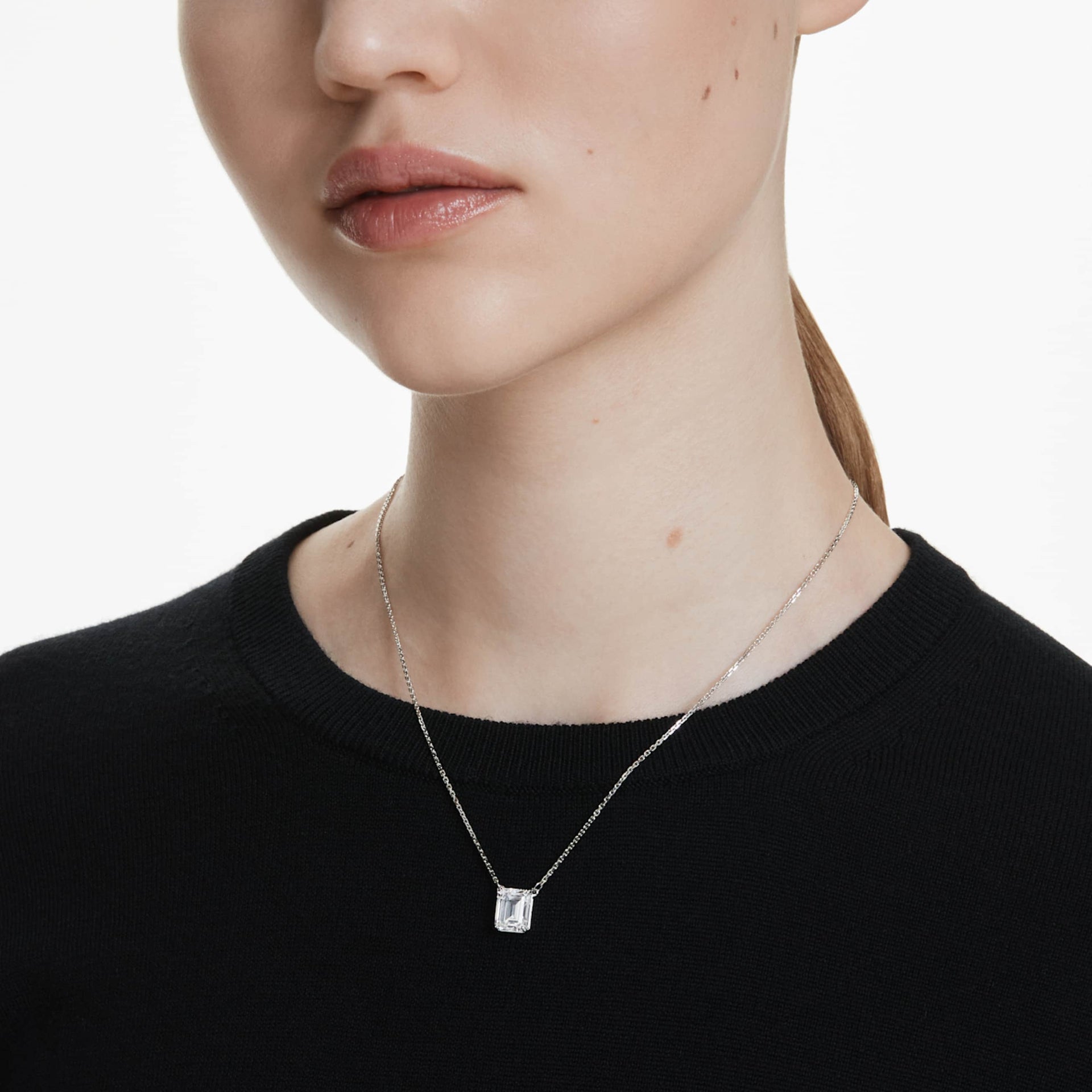 STILLA PENDANT OCTAGON CUT WHITE RHODIUM PLATED